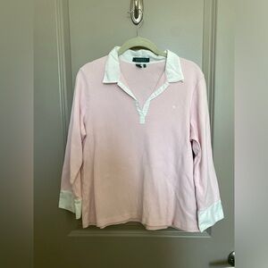 Pink Ralph Lauren long sleeve polo shirt